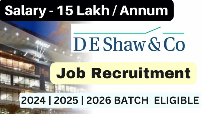 DEshaw Recruitment 2024 2025 2026