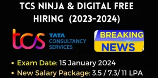 TCS Recruitment 2024 for Ninja Digital Prime Roles | TCS OnCampus drive 2024 2023 TCS Recruitment 2024 for Ninja Digital Prime Roles