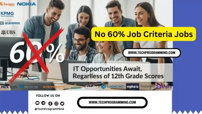 IT Companies eligibility criteria below 60% in 12th