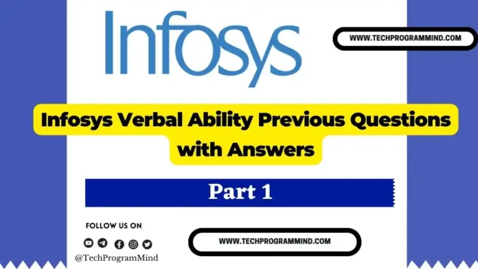 Infosys Verbal Ability Previous Questions 2025 with Answers