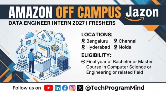 Amazon Off Campus Jobs | Data Engineer Intern 2027 Amazon Off Campus Jobs | Data Engineer Intern 2027