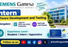 Siemens Gamesa Intern | Software Development and Testing | Bangalore | Jobs for 2027 and 2028 Graduates Siemens Gamesa Intern | Software Development and Testing