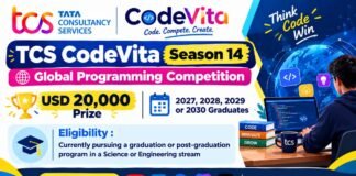 TCS CodeVita Season 14 | Global Programming Competition | USD 20,000 Prize | 2027, 2028, 2029 or 2030 Graduates TCS CodeVita Season 14 | Programming Competition